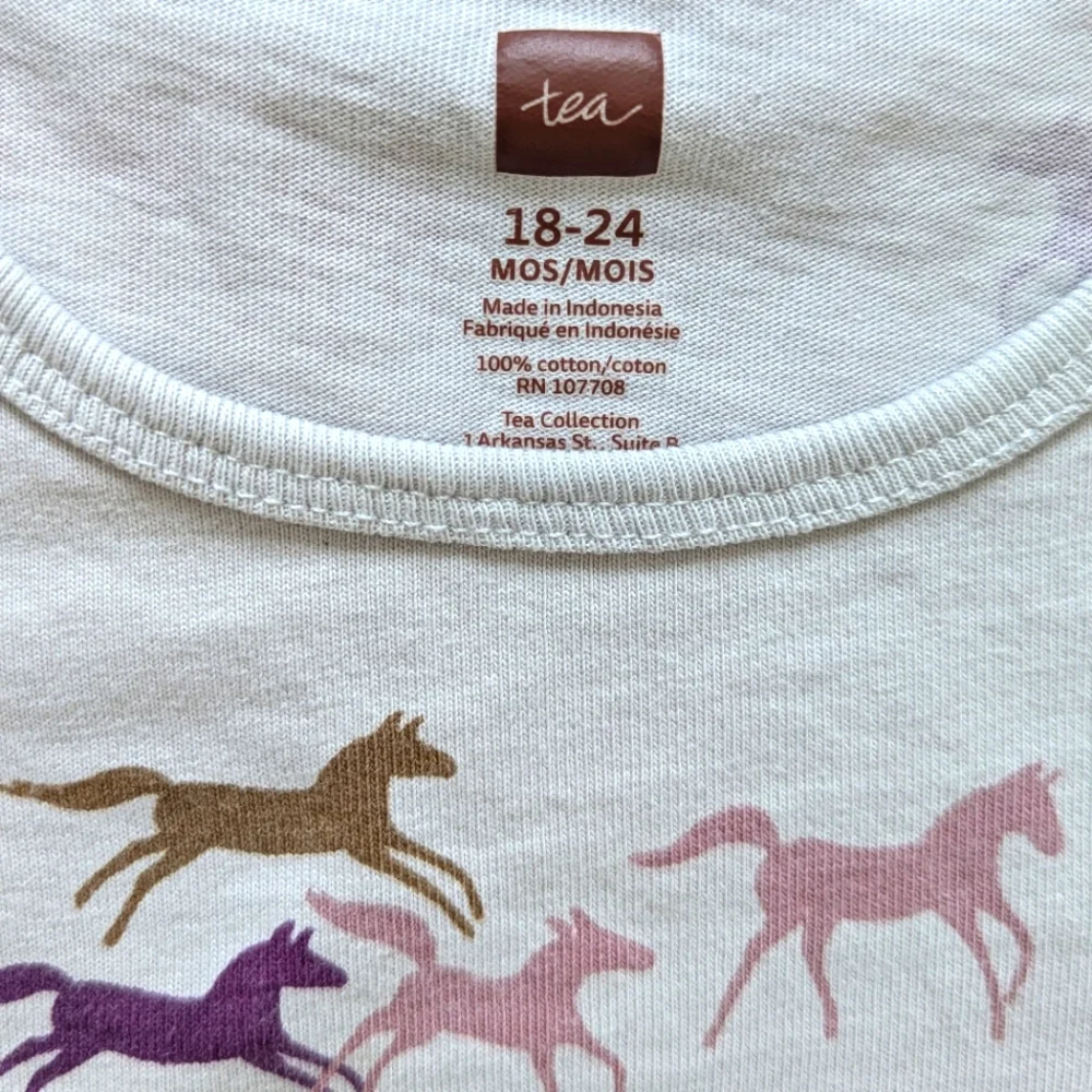 Tea Collection Wild Horses Long Sleeve Ruffle Hem Dress - Size 18-24M - Picture 3 of 6